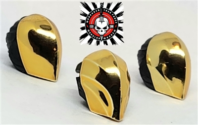 Heads:  GOLD Chrome Visor Head Set of 3 - Infantry Version, Cyborg Version and Officer Version - 1:18 Scale MTF Accessories for 3-3/4" Action Figures