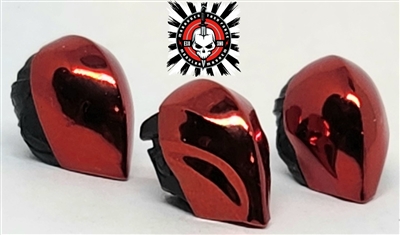 Heads:  RED Chrome Visor Head Set of 3 - Infantry Version, Cyborg Version and Officer Version - 1:18 Scale MTF Accessories for 3-3/4" Action Figures
