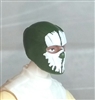Male Head: Balaclava DARK GREEN Mask with White "SPLIT SKULL" Deco - 1:18 Scale MTF Accessory for 3-3/4" Action Figures