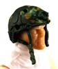 Headgear: Half-Shell Helmet DARK GREEN CAMO Version - 1:18 Scale Modular MTF Accessory for 3-3/4" Action Figures