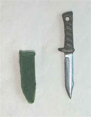 Fighting Knife & Sheath: Small Size DARK GREEN Version - 1:18 Scale Modular MTF Accessory for 3-3/4" Action Figures