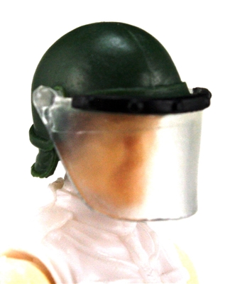 Headgear: Swat RIOT Helmet with Visor "Face Shield" DARK GREEN Version - 1:18 Scale Modular MTF Accessory for 3-3/4" Action Figures