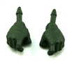 Male Hands: Dark Green Full Gloves Right AND Left (Pair) - 1:18 Scale MTF Accessory for 3-3/4" Action Figures