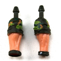 Male Forearms: Bare with CAMO DARK GREEN Rolled Up Sleeves Light Skin Tone - Right AND Left (Pair) - 1:18 Scale MTF Accessory for 3-3/4" Action Figures