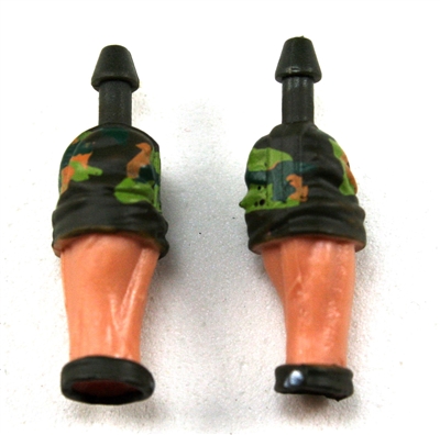 Male Forearms: Bare with CAMO DARK GREEN Rolled Up Sleeves Light Skin Tone - Right AND Left (Pair) - 1:18 Scale MTF Accessory for 3-3/4" Action Figures