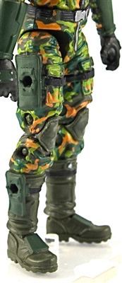 Male Legs WITH Waist: CAMO DARK GREEN CLOTH Legs (NO Armor) - Right AND Left Legs WITH Waist - 1:18 Scale MTF Accessory for 3-3/4" Action Figures