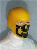 Male Head: Balaclava YELLOW Mask with Black "JAW" Deco - 1:18 Scale MTF Accessory for 3-3/4" Action Figures