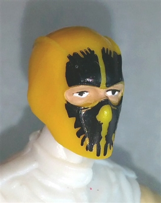 Male Head: Balaclava YELLOW Mask with Black "SPLIT SKULL" Deco - 1:18 Scale MTF Accessory for 3-3/4" Action Figures
