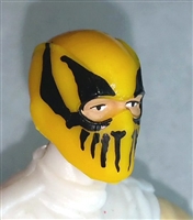 Male Head: Balaclava YELLOW Mask with Black "FANG" Deco - 1:18 Scale MTF Accessory for 3-3/4" Action Figures
