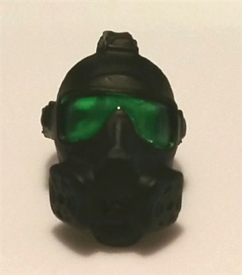 Headgear: Gasmask BLACK with GREEN Tint Lenses  - 1:18 Scale Modular MTF Accessory for 3-3/4" Action Figures