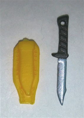 Fighting Knife & Sheath: Large Size YELLOW Version - 1:18 Scale Modular MTF Accessory for 3-3/4" Action Figures