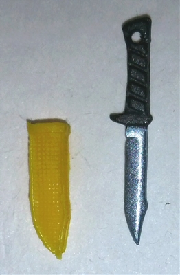 Fighting Knife & Sheath: Small Size YELLOW Version - 1:18 Scale Modular MTF Accessory for 3-3/4" Action Figures