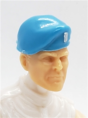 Headgear: Beret LIGHT BLUE with WHITE Trim Version - 1:18 Scale Modular MTF Accessory for 3-3/4" Action Figures