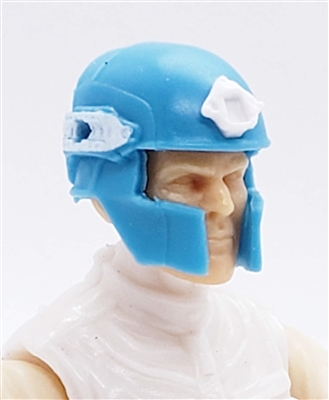 Headgear: Tactical Helmet LIGHT BLUE with WHITE Version - 1:18 Scale Modular MTF Accessory for 3-3/4" Action Figures