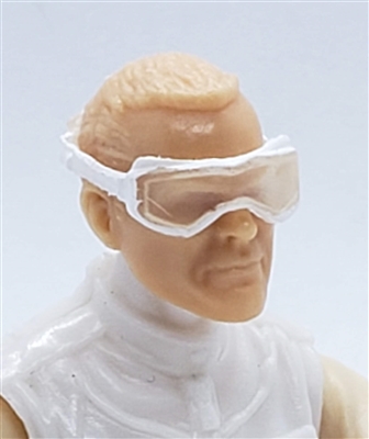 Headgear: Standard Goggles with Strap ALL WHITE Version - 1:18 Scale Modular MTF Accessory for 3-3/4" Action Figures