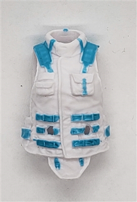 Female Vest: High Collar Type WHITE with LIGHT BLUE Version - 1:18 Scale Modular MTF Valkyries Accessory for 3-3/4" Action Figures
