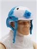 Headgear: Half-Shell Helmet WHITE with LIGHT BLUE Version - 1:18 Scale Modular MTF Accessory for 3-3/4" Action Figures