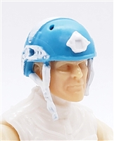 Headgear: Half-Shell Helmet LIGHT BLUE with WHITE Version - 1:18 Scale Modular MTF Accessory for 3-3/4" Action Figures