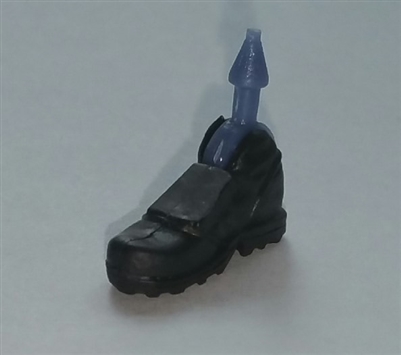 Male Footwear: Right Black Boot with Gray Armor - 1:18 Scale MTF Accessory for 3-3/4" Action Figures