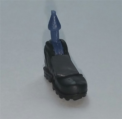 Male Footwear: Left Black Boot with Gray Armor - 1:18 Scale MTF Accessory for 3-3/4" Action Figures