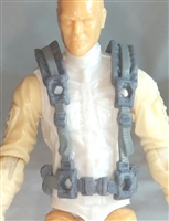 Male Vest: Harness Rig GRAY Version - 1:18 Scale Modular MTF Accessory for 3-3/4" Action Figures