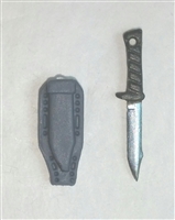 Fighting Knife & Sheath: Large Size GRAY Version - 1:18 Scale Modular MTF Accessory for 3-3/4" Action Figures