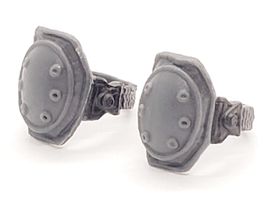 Knee Pads with Strap GRAY & Black Version (PAIR) - 1:18 Scale Modular MTF Accessory for 3-3/4" Action Figures