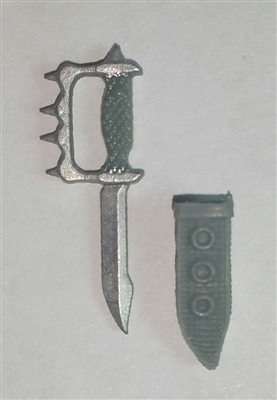 Knuckle Knife with Sheath: Small Size GRAY Version - 1:18 Scale Modular MTF Accessory for 3-3/4" Action Figures