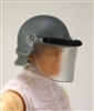 Headgear: Swat RIOT Helmet with Visor "Face Shield" GRAY Version - 1:18 Scale Modular MTF Accessory for 3-3/4" Action Figures