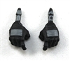 Male Hands: Black Gloves with Gray Pad - Right AND Left (Pair) - 1:18 Scale MTF Accessory for 3-3/4" Action Figures