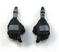Male Hands: Black Gloves with Gray Pad - Right AND Left (Pair) - 1:18 Scale MTF Accessory for 3-3/4" Action Figures