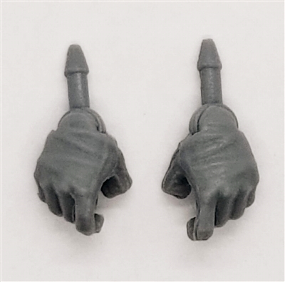 Male Hands: Gray Full Gloves Right AND Left (Pair) - 1:18 Scale MTF Accessory for 3-3/4" Action Figures