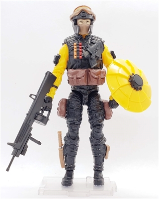 "ALLEY FIGHTER #2" Black & Yellow Geared-Up MTF Male Trooper - 1:18 Scale Marauder Task Force Action Figure