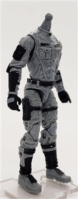 MTF Male Trooper Body WITHOUT Head GRAY with Black "Tech-Ops" CLOTH Legs (No Leg Armor) - 1:18 Scale Marauder Task Force Action Figure