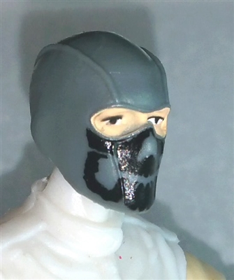 Male Head: Balaclava GRAY Mask with Black "JAW" Deco - 1:18 Scale MTF Accessory for 3-3/4" Action Figures