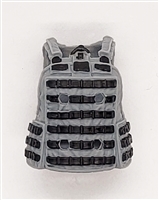 Female Vest: Utility Type LIGHT GRAY with BLACK Version - 1:18 Scale Modular MTF Valkyries Accessory for 3-3/4" Action Figures