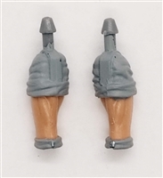 Male Forearms: Bare with GRAY Rolled Up Sleeves Light Skin Tone - Right AND Left (Pair) - 1:18 Scale MTF Accessory for 3-3/4" Action Figures