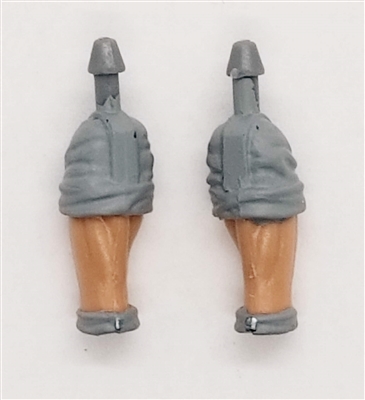 Male Forearms: Bare with GRAY Rolled Up Sleeves Light Skin Tone - Right AND Left (Pair) - 1:18 Scale MTF Accessory for 3-3/4" Action Figures