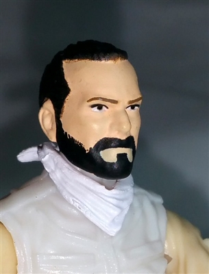 Male Head: "Trooper" Light Skin Tone with BLACK BEARD - 1:18 Scale MTF Accessory for 3-3/4" Action Figures
