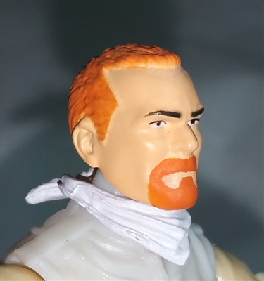 Male Head: "Trooper" Light Skin Tone with RED GOATEE - 1:18 Scale MTF Accessory for 3-3/4" Action Figures