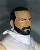 Male Head: "Trooper" Light Tan Skin Tone with BLACK BEARD  - 1:18 Scale MTF Accessory for 3-3/4" Action Figures