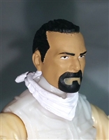 Male Head: "Trooper" Light Tan Skin Tone with BLACK GOATEE  - 1:18 Scale MTF Accessory for 3-3/4" Action Figures