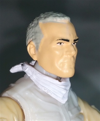 Male Head: "Trooper" Light Skin Tone with Gray Hair - 1:18 Scale MTF Accessory for 3-3/4" Action Figures