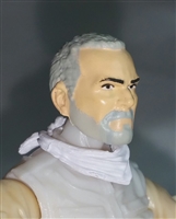 Male Head: "Trooper" Light Skin Tone with GRAY BEARD - 1:18 Scale MTF Accessory for 3-3/4" Action Figures