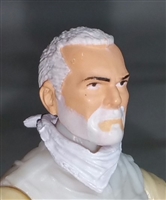 Male Head: "Trooper" Light Skin Tone with WHITE BEARD - 1:18 Scale MTF Accessory for 3-3/4" Action Figures