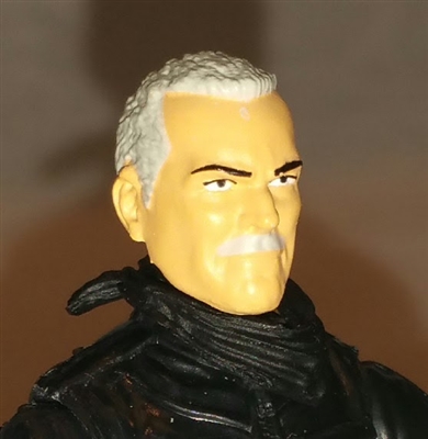 Male Head: "Trooper" Light Skin Tone with GRAY MUSTACHE - 1:18 Scale MTF Accessory for 3-3/4" Action Figures