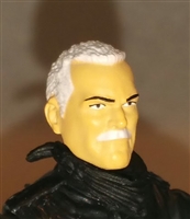 Male Head: "Trooper" Light Skin Tone with WHITE MUSTACHE - 1:18 Scale MTF Accessory for 3-3/4" Action Figures