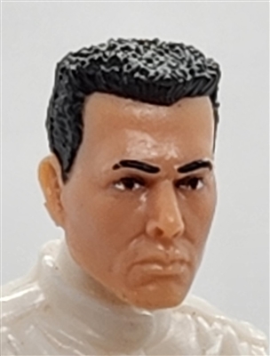 Male Head: "ED" LIGHT Skin Tone with BLACK Hair - 1:18 Scale MTF Accessory for 3-3/4" Action Figures