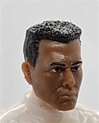 Male Head: "ED" DARK Skin Tone with BLACK Hair - 1:18 Scale MTF Accessory for 3-3/4" Action Figures