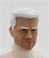 Male Head: "BEAU" LIGHT-TAN (ASIAN) Skin Tone with WHITE Hair - 1:18 Scale MTF Accessory for 3-3/4" Action Figures